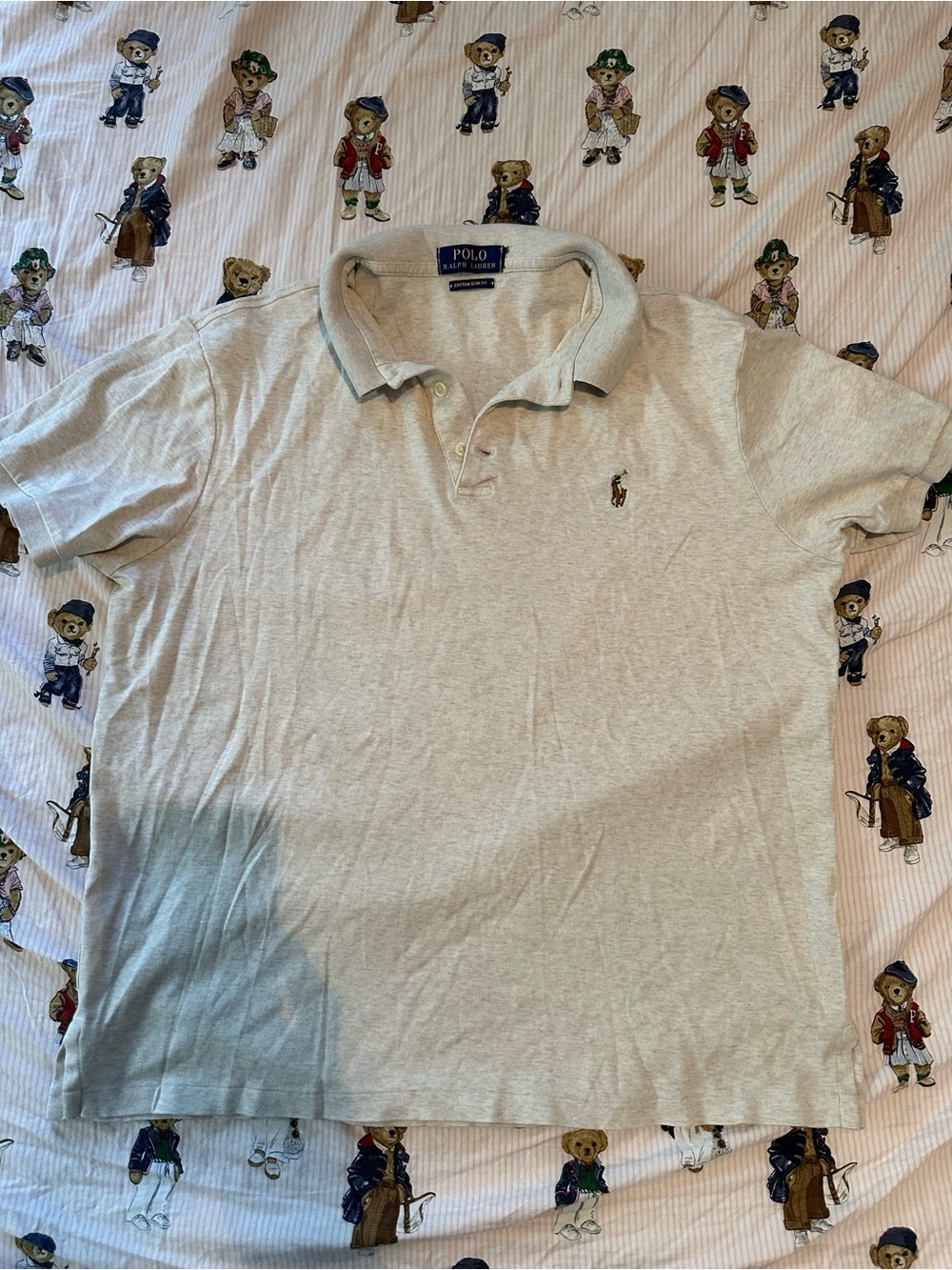 Polo by Ralph Lauren Men’s Heather Light Gray Polo Shirt with Pony Logo
